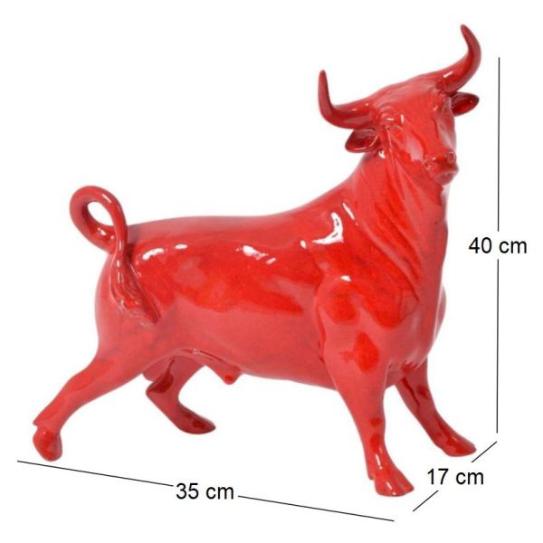 Statuette taureau rouge en céramique Feria - 6