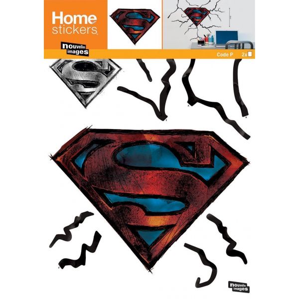 Sticker mural Superman logo encastré dans le mur