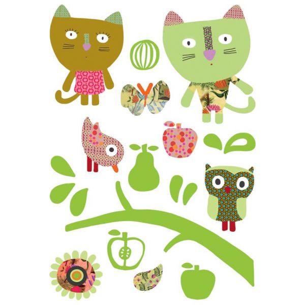 Sticker mural chat et hibou - 19,90