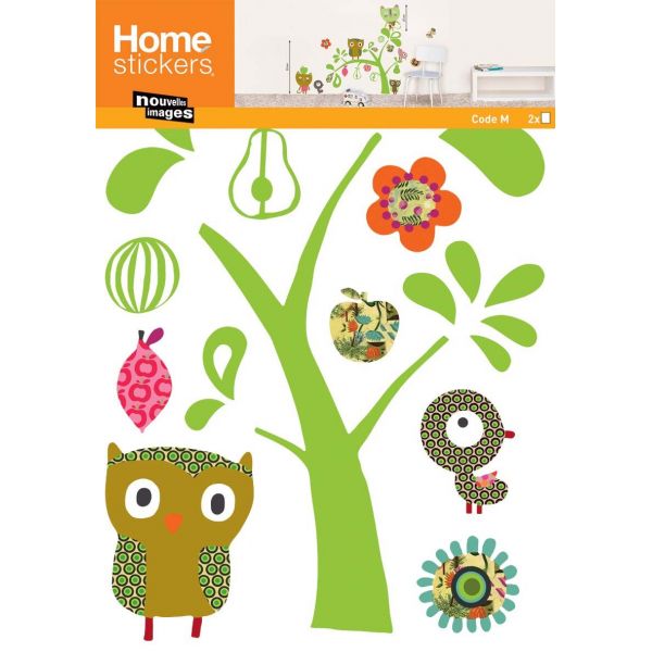 Sticker mural chat et hibou