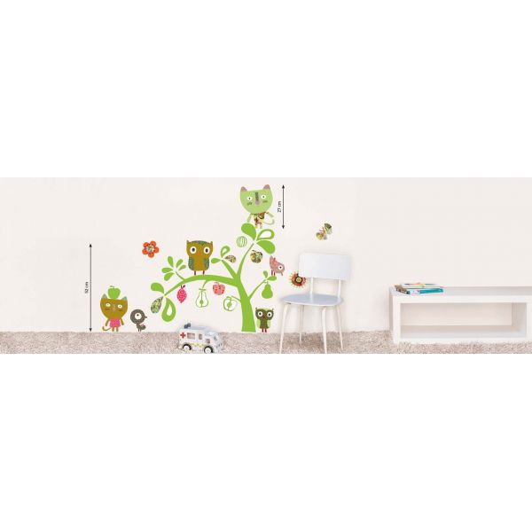 Sticker mural chat et hibou - NOUVELLES IMAGES