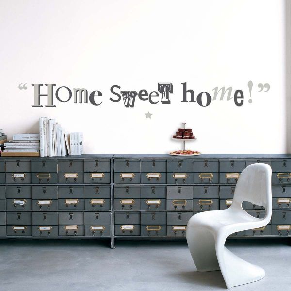 Sticker mural noir et blanc "home sweet home"