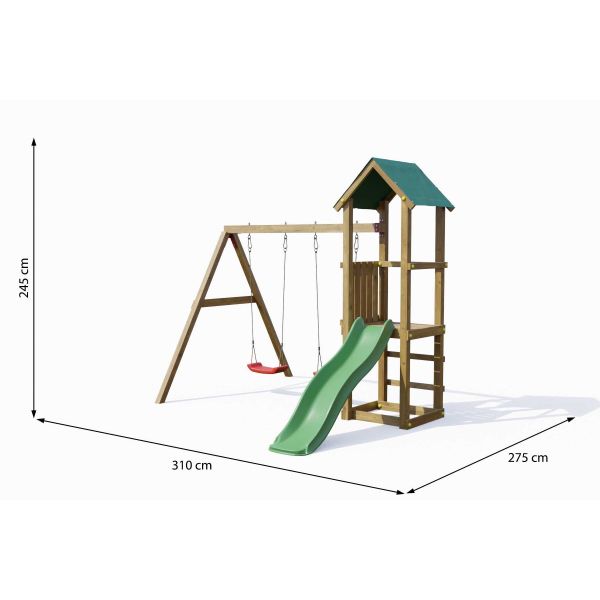 Structure de jeux en bois avec balançoire double Lucas - API-0137