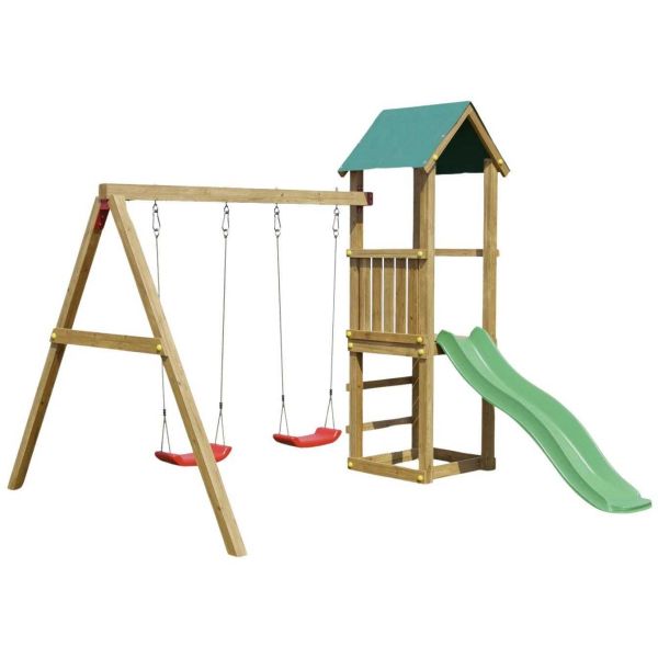 Structure de jeux en bois avec balançoire double Lucas