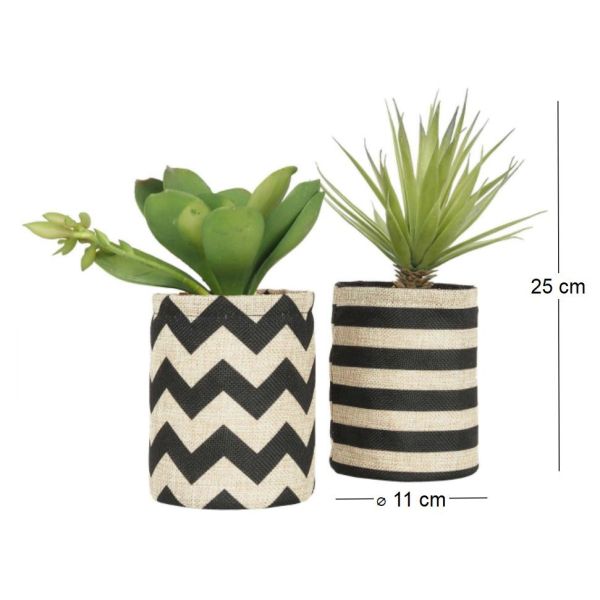 Succulentes dans pot en toile de jute 26 cm (Lot de 2) - SOV-0187