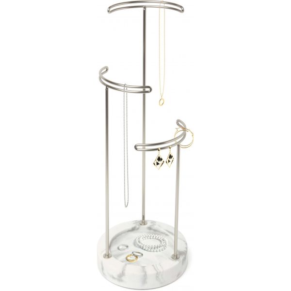 Support à bijoux imitation marbre blanc Tesora - 47,90