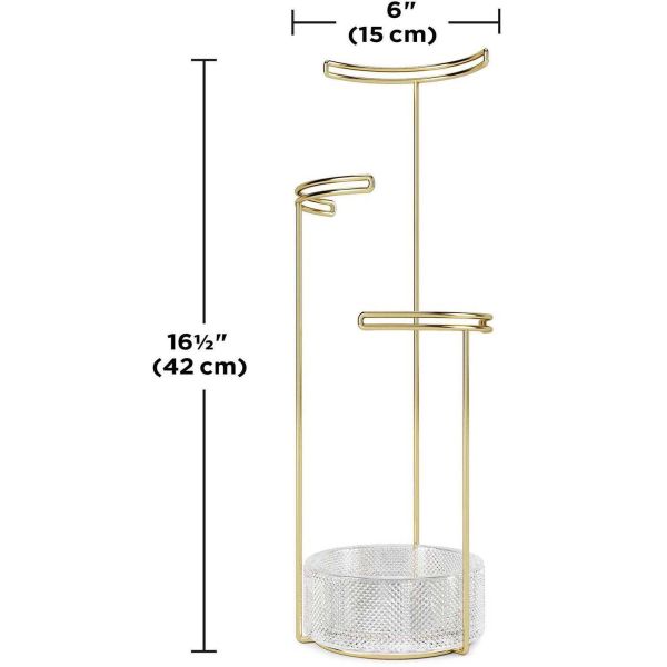 Support à bijoux en verre et métal doré Tesora - UMB-0515