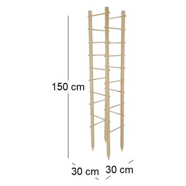 Support en bois de pin pour plantes 4 piquets - ESS-1295