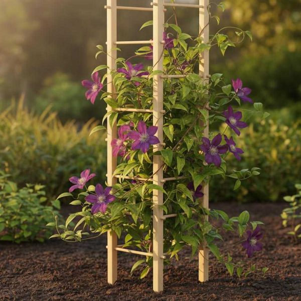 Support en bois de pin pour plantes 4 piquets - ESSCHERTS GARDEN
