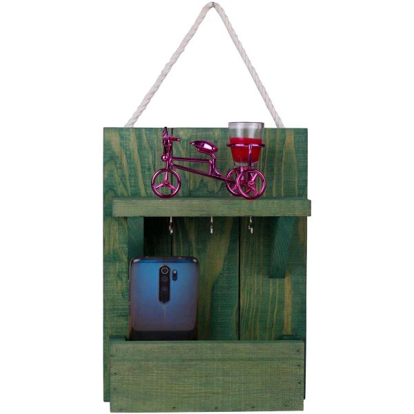 Support à clés en bois avec range courrier Holder