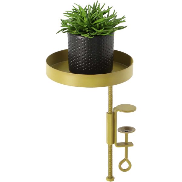 Support à plantes rond à fixer hauteur réglable doré