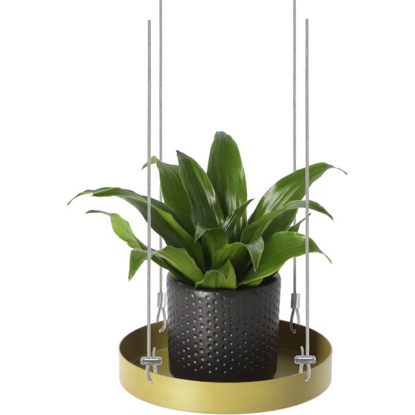 Support à plantes rond à suspendre doré