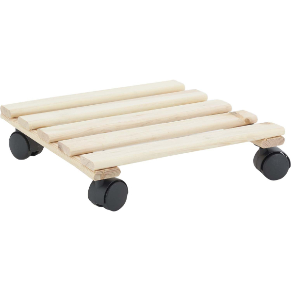 Support pour plantes à roulettes en pin brut (Lot de 3) - PIN-0147