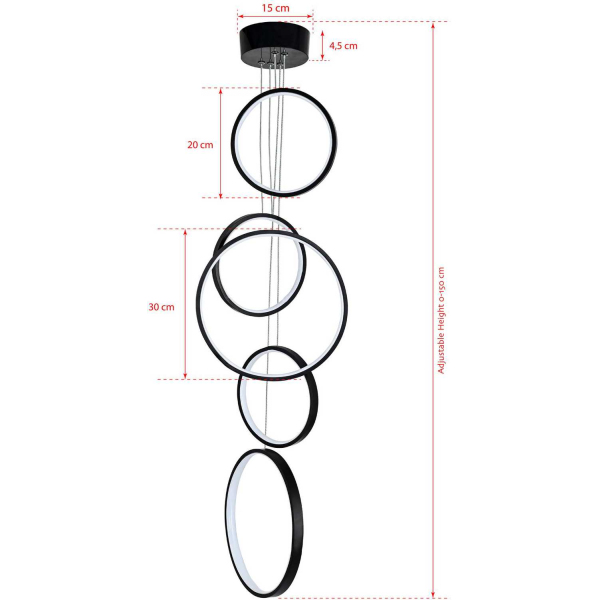 Suspension LED anneaux design Entryway - ASI-2202