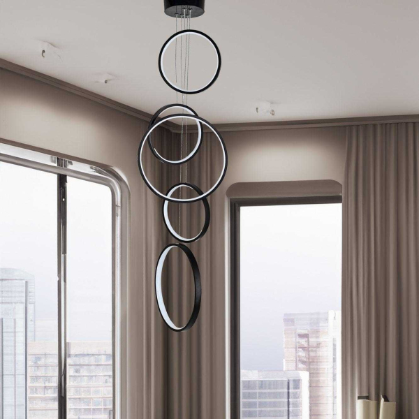 Suspension LED anneaux design Entryway - HANAH HOME