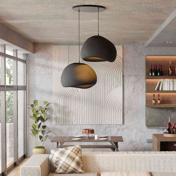 Suspension 2 abats jour Wabi Sabi Barecasts - HANAH HOME