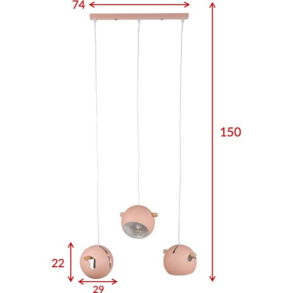 Suspension en acier Tubbie vieux rose - VEN-0185