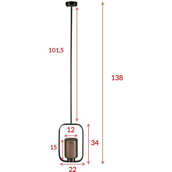 Suspension en acier et verre Aludra 22 x 12 x 34 cm - VEN-0177