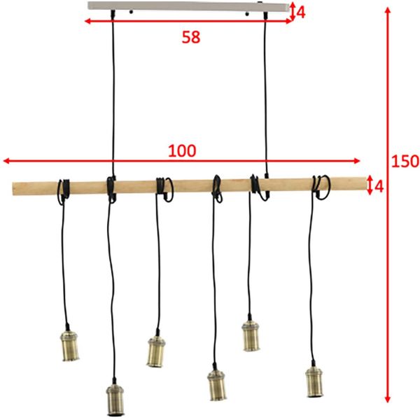 Suspension pour 6 ampoules en acier Fall - VEN-0216
