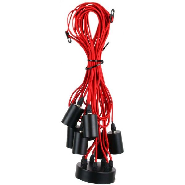 Suspension araignée cable rouge pour 7 ampoules - THE HOME DECO LIGHT