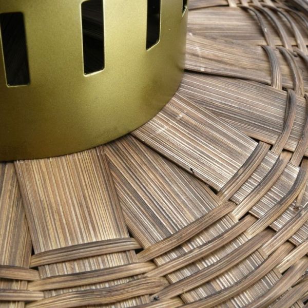 Suspension en bambou teinté et métal doré - AUB-4342