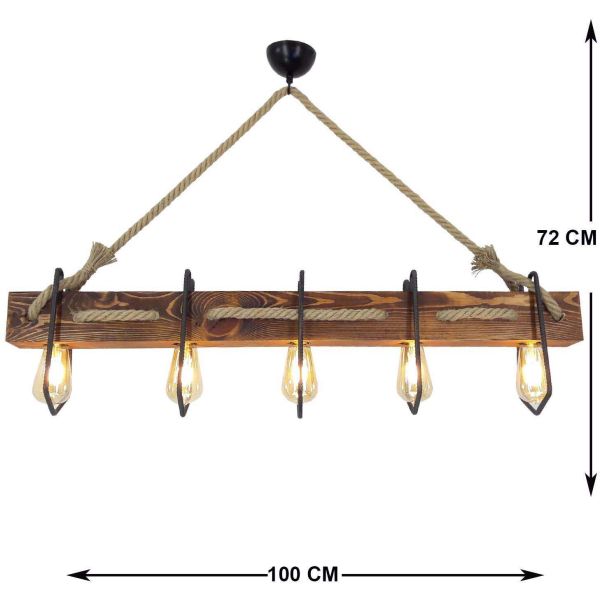 Suspension en bois et métal 4 ampoules Demir - ASI-0226