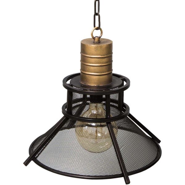 Suspension industrielle en fer noir 43 cm - ANTIC LINE CRéATIONS