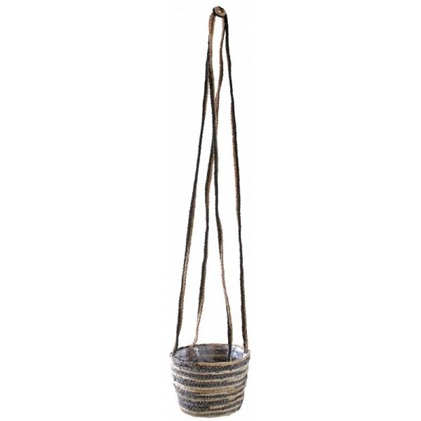 Suspension en jute noire et naturelle