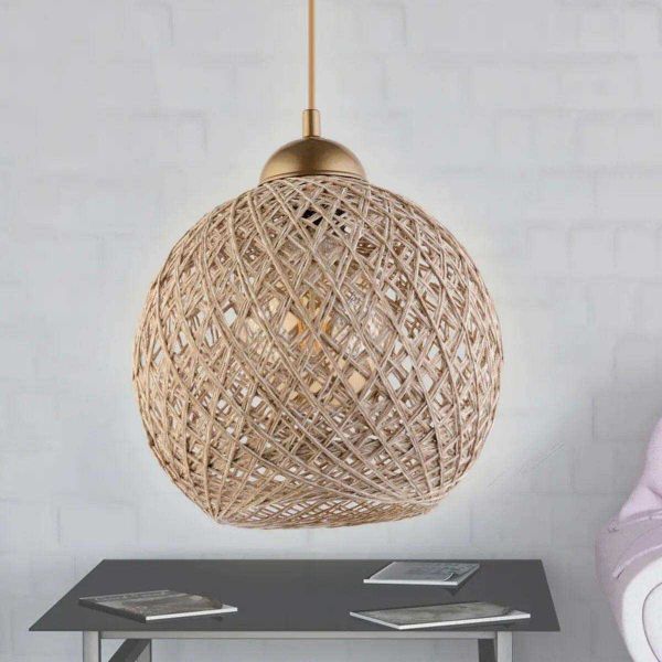 Suspension lumineuse effet rotin tressé Bulle - HANAH HOME