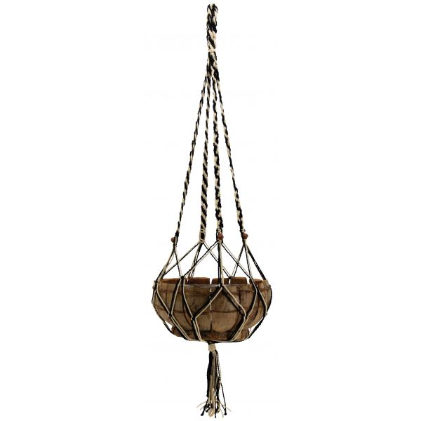 Suspension macramé bicolore en jute