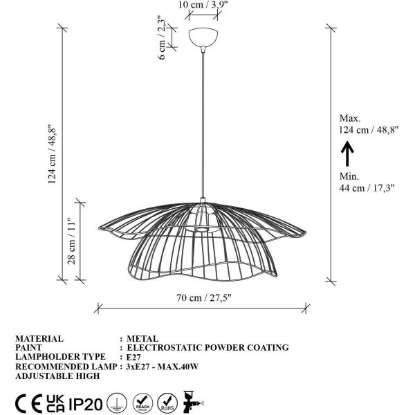 Suspension en métal Mantar XL - ASI-2477