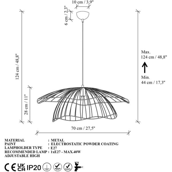 Suspension en métal Mantar XL - ASI-2478