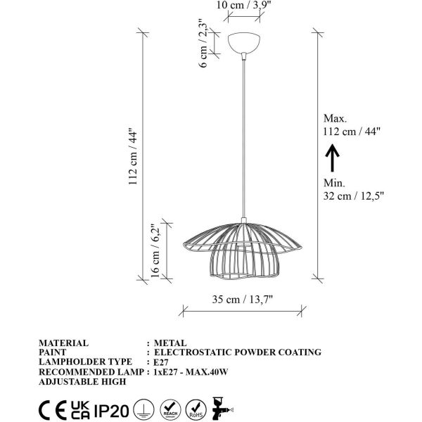 Suspension en métal Mantar S - ASI-2508