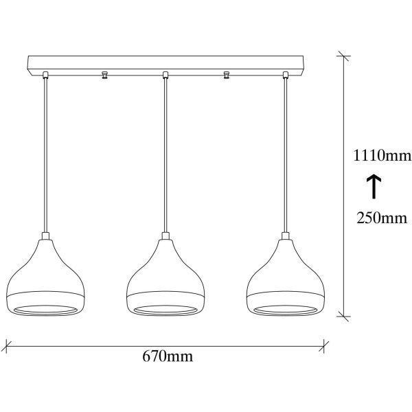 Suspension en métal 3 abat-jour Ylda - ASI-0245