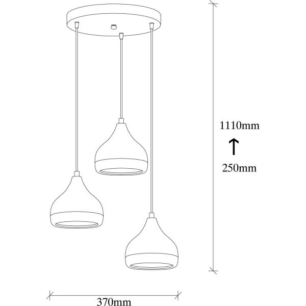 Suspension en métal 3 abat-jour Ylda - ASI-0244