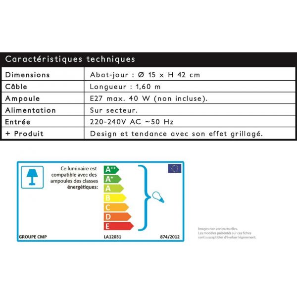 Suspension en métal forme de bouteille filaire - CMP-0880