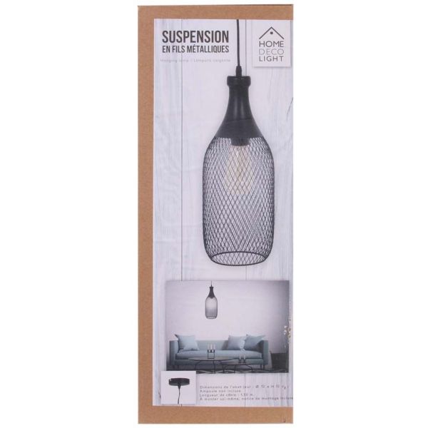 Suspension en métal forme de bouteille filaire - THE HOME DECO LIGHT