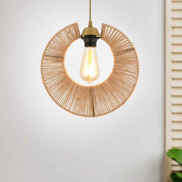 Suspension en métal et jute Kruh - HANAH HOME