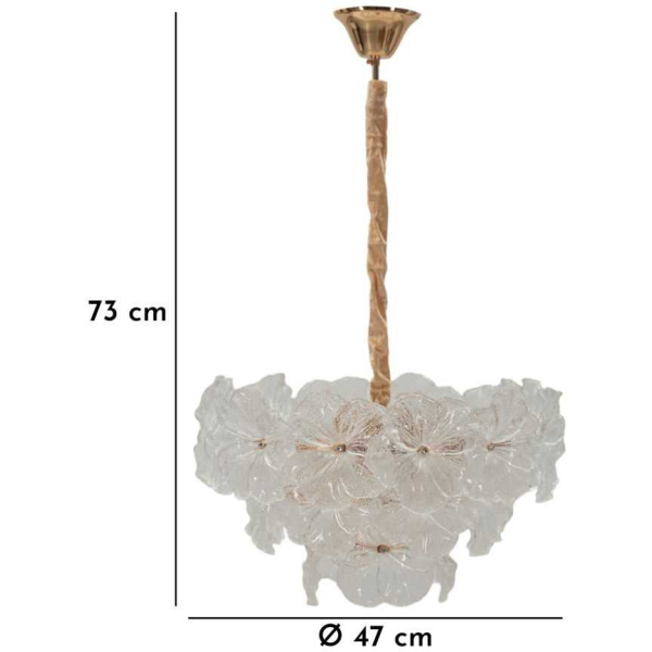 Suspension en métal et verre Ibiscus 47 x 73 cm - MAU-0689
