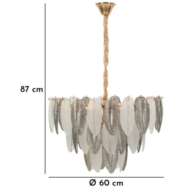 Suspension en métal et verre Leafy 60 x 87 cm - MAU-0687