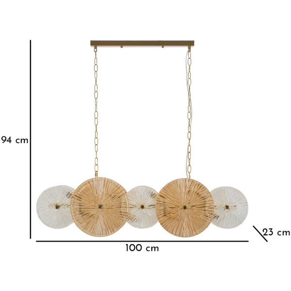Suspension en métal et verre 100 x 23 x 94 cm Osaka - MAU-0705