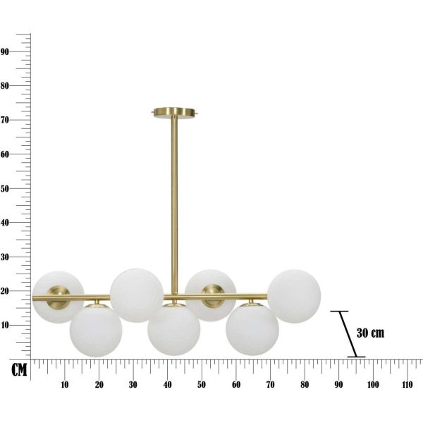Suspension en métal et verre 7 abat-jour 81 x 30 x 74 cm - MAU-0215
