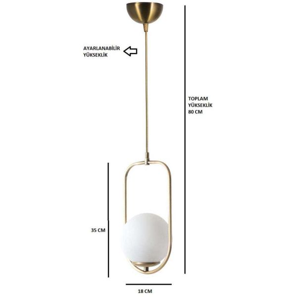 Suspension rétro boule doré en métal Sarkıt - ASI-0897