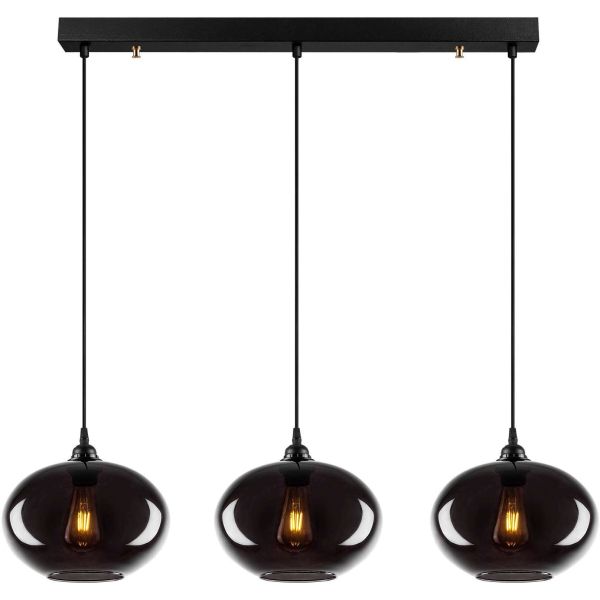 Suspension en verre fumé 3 abat-jour Smoke - 179