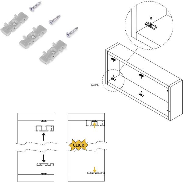 Système de montage en surface Flow en kit pour une armoire avec 2 portes coulissantes en bois avec fermeture souple. - 5