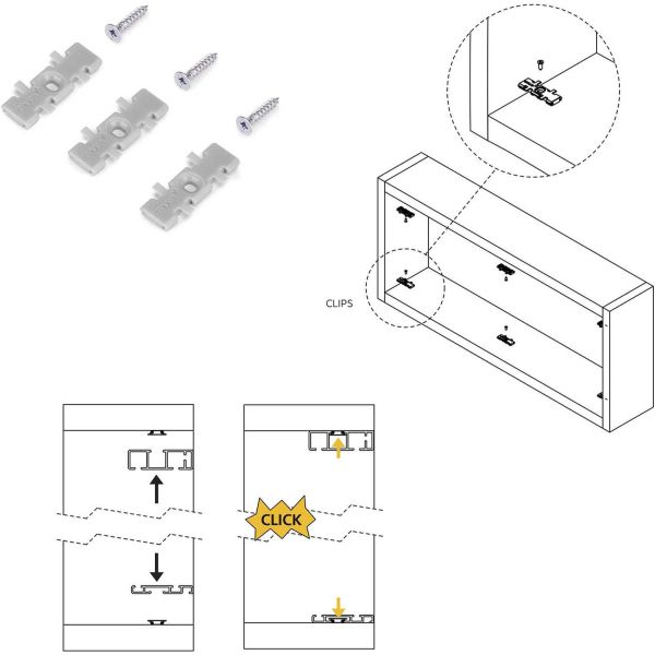 Système de montage en surface Flow en kit pour une armoire avec 2 portes coulissantes en bois avec fermeture souple. - 5