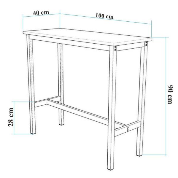 Table Haute en aggloméré et métal 100 x 40 x 90 cm Mola - ASI-1471