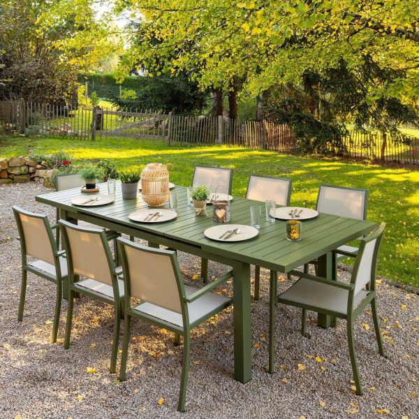 Table en aluminium extensible 8 à 10 personnes Santorin - JARDILINE