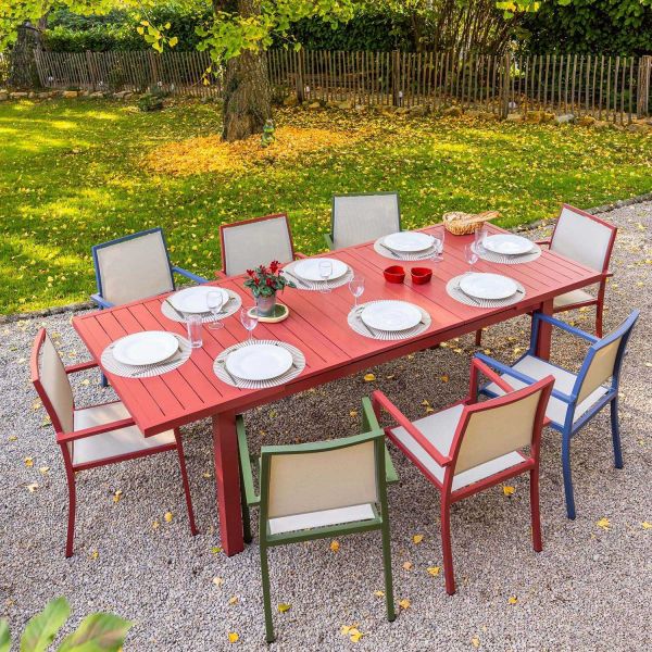 Table en aluminium extensible 8 à 10 personnes Santorin - JARDILINE