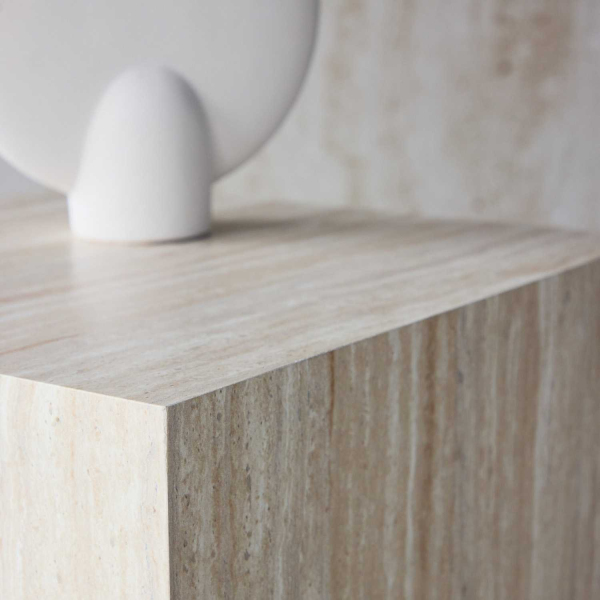 Table d'appoint en MDF effet travertine York 40 x 40 x 45 cm - 5